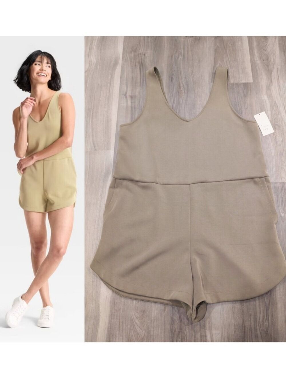 A New Day | Sandwash Mini Romper In Olive